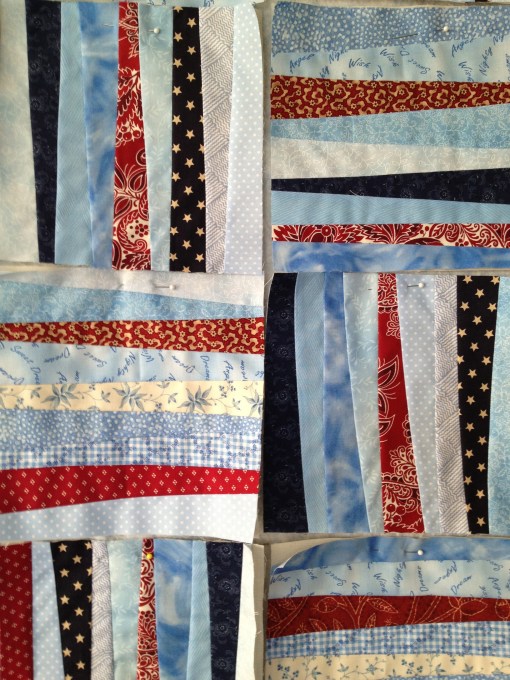 Closeup of blocks on design wall.