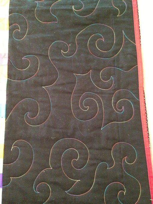 Detail of the variegated colored thread Quilting