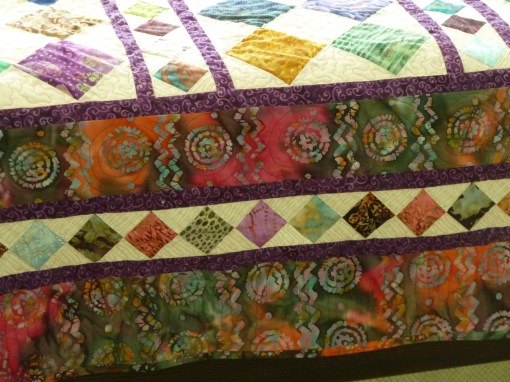 Dramatic border drapes nicely over bed