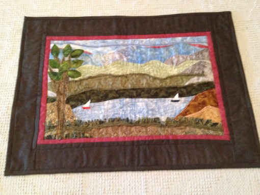 A Lake Scene, with different textures in the cloth and the quilting